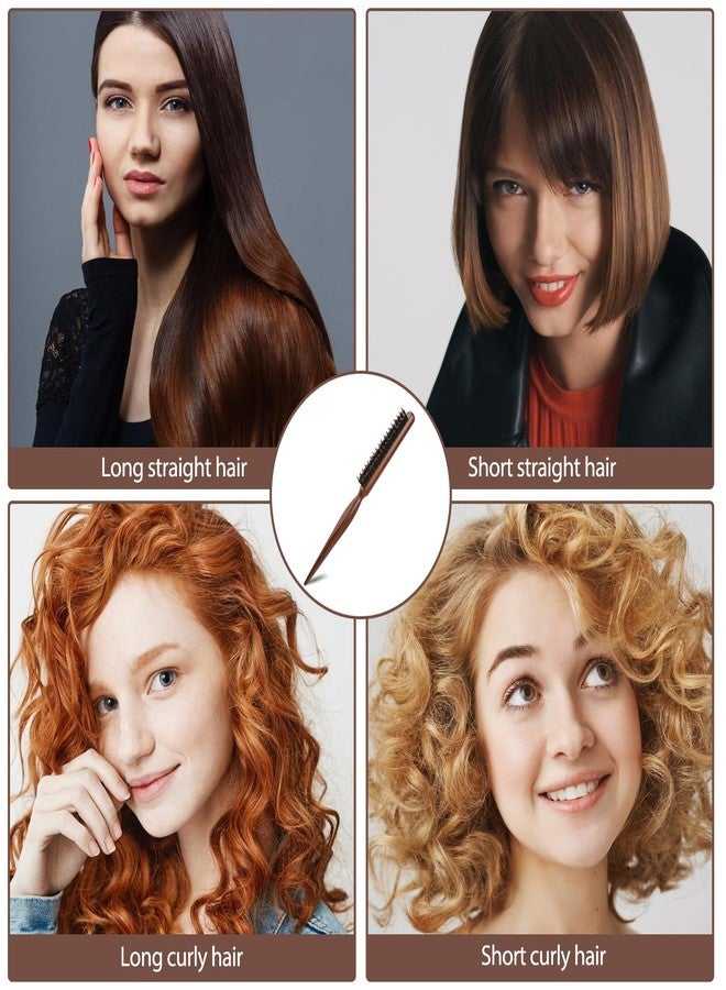 Styquenzer Teasing Brush Boar Bristle, Hair Teasing Brushes for Women Boar Bristle Slick Back Hair Brush Comb Rat Tail Brushes for Edge Control, Backcombing and Thin Thick Curl Training to Create Volume Smooth - Image 5